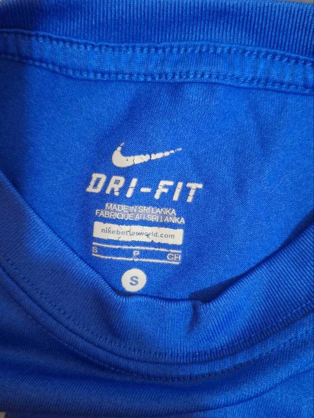 Nike Bright Blue Dri-FIT Short Sleeve Tee with White Swoosh